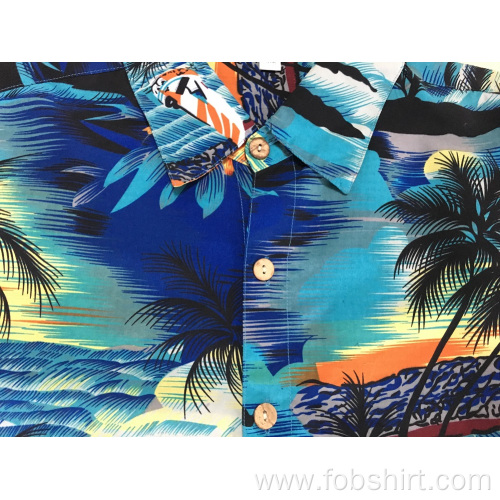 Polyester Printing Hawaii Shirt Polyester printing seaside hawaii shirt Manufactory